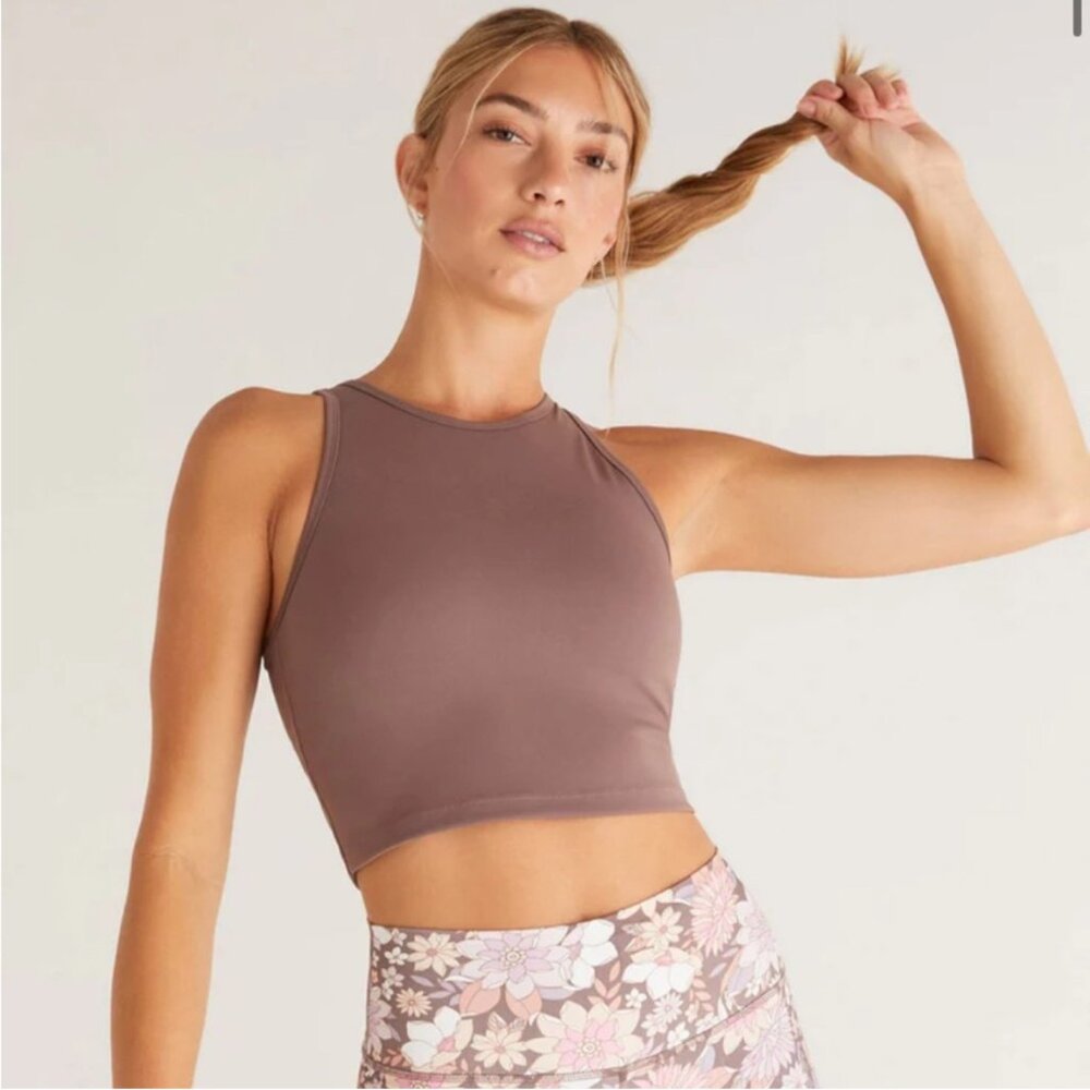 Z Supply Strength High Neck Tank Twilight Sky New Large Built in Bra